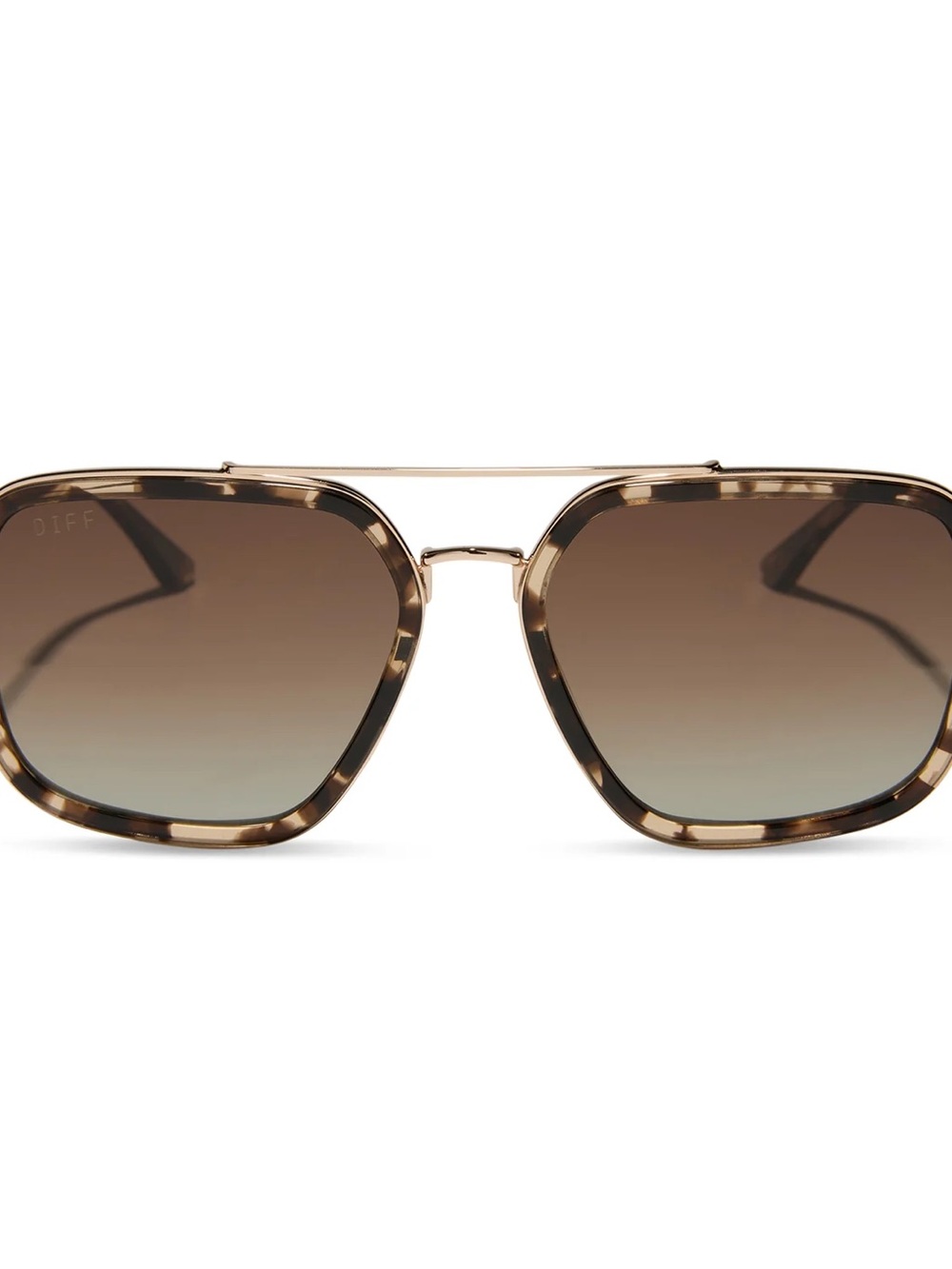 Jordan Women’s Tortoiseshell Polarized Square Sunglasses with Gold Double Bridge